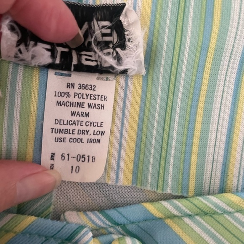 VTG Melissa Lane green striped sleeveless belted maxi dress size 10 - Picture 5 of 9